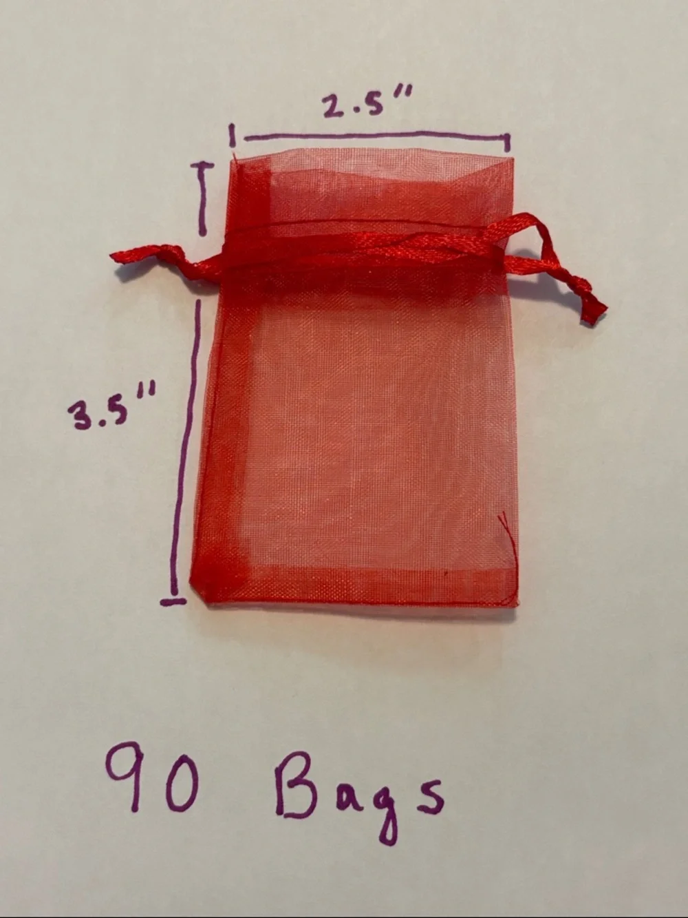 Red Organza Drawstring Gift Bags (90 pieces)